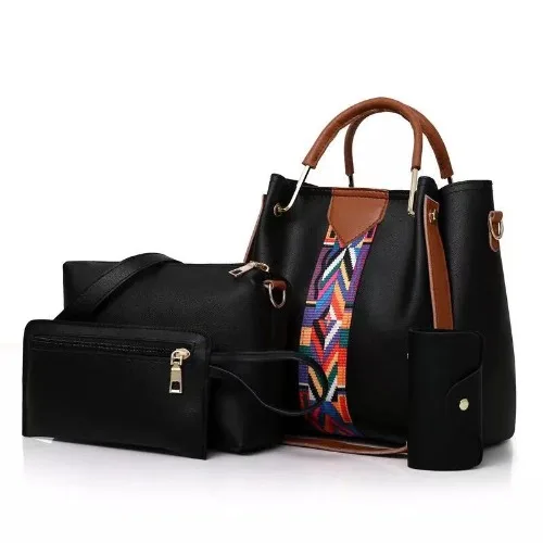 Women Handbag - Set Of 4 -Black