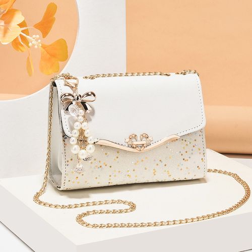 Women's Fashion Contrast Color Shoulder Bag-White